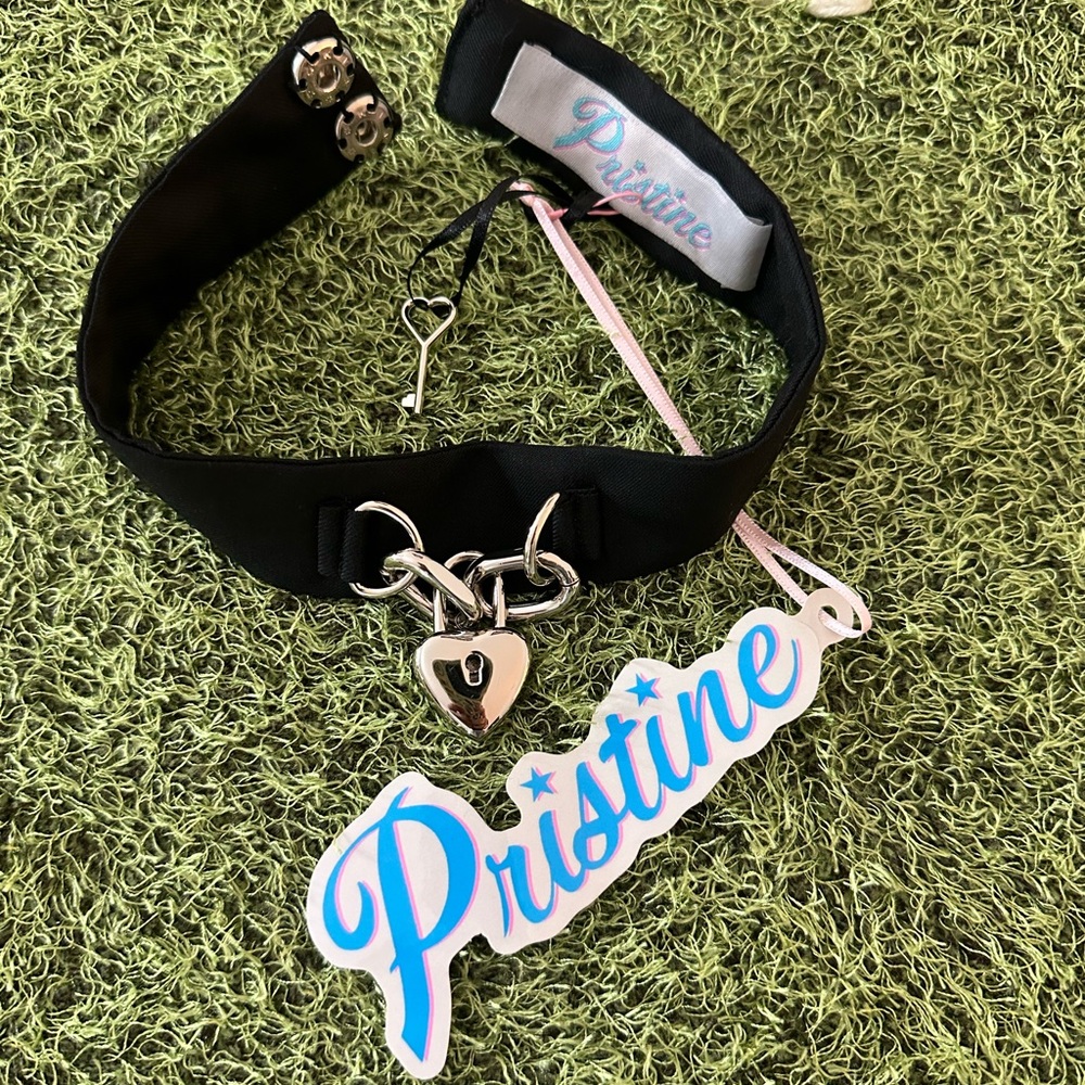 Pristine Black Choker with Silver Heart Charm